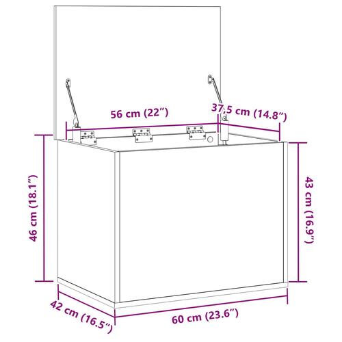 Opbevaringskasse med Låg Sort Eg 60x42x46 cm Fremstillet Træ