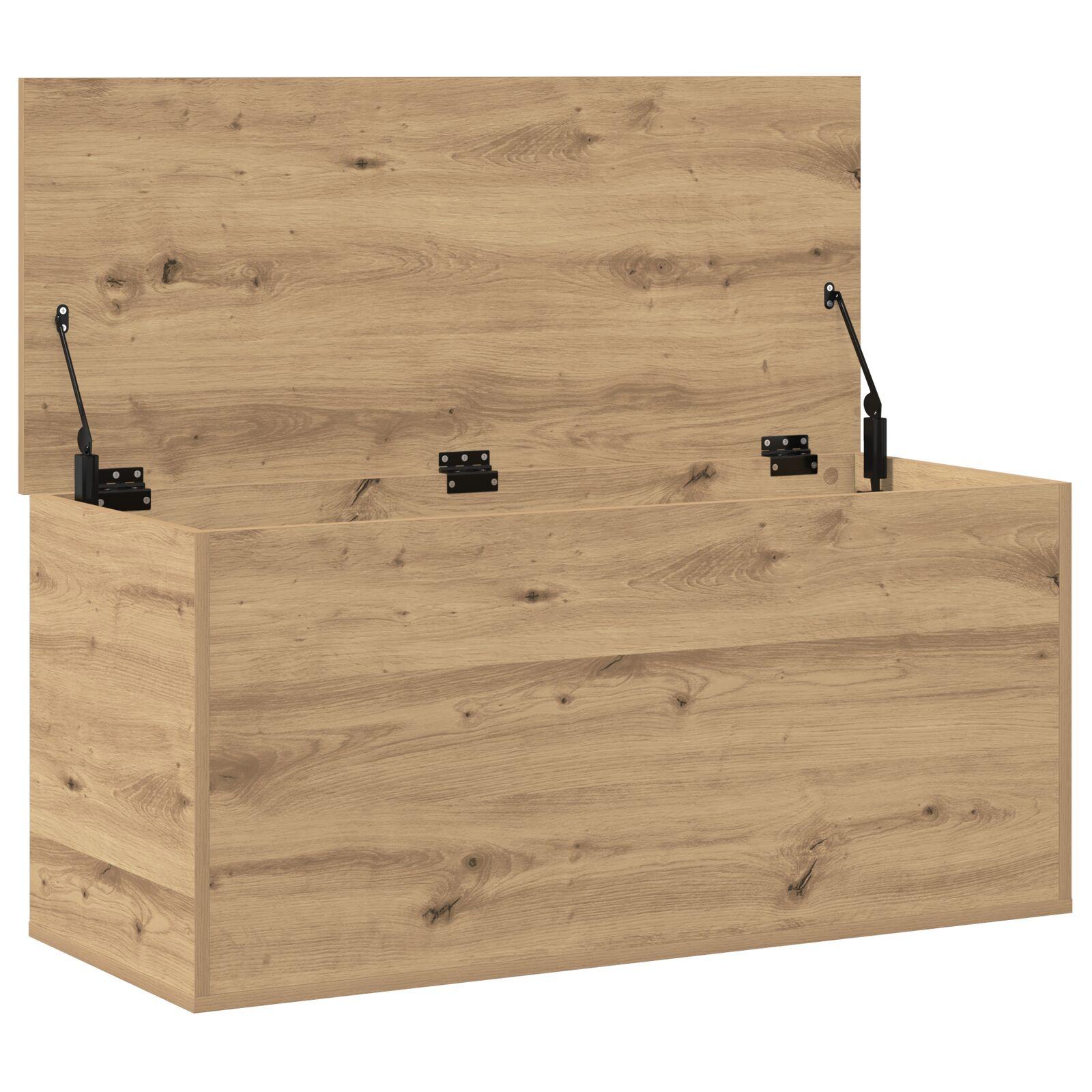 Opbevaringskasse med Låg Artisan Egetræ 100x42x46 cm Ingeniørtræ