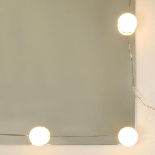 Makeupbord med Spejl og LED Lys Sort Eg Konstrueret Træ