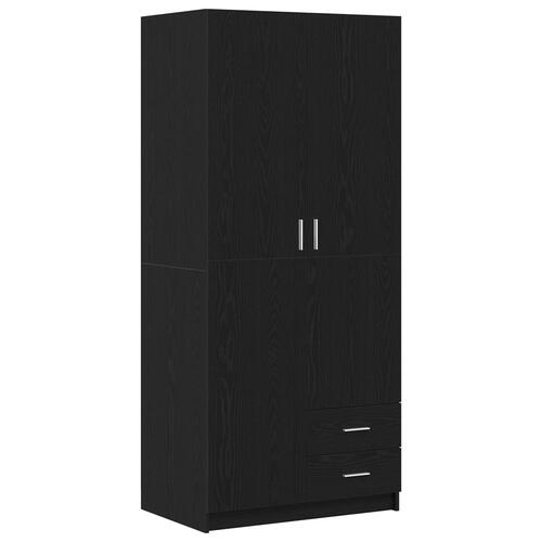 Skab Sort Egetræ 80x52x180 cm Lavet af Træ