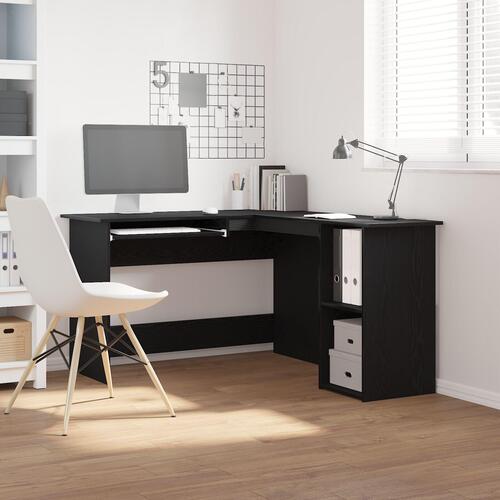 Skrivebord i Sort Eg 120x140x75 cm lavet af konstrueret træ