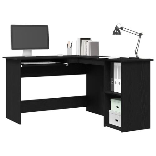 Skrivebord i Sort Eg 120x140x75 cm lavet af konstrueret træ
