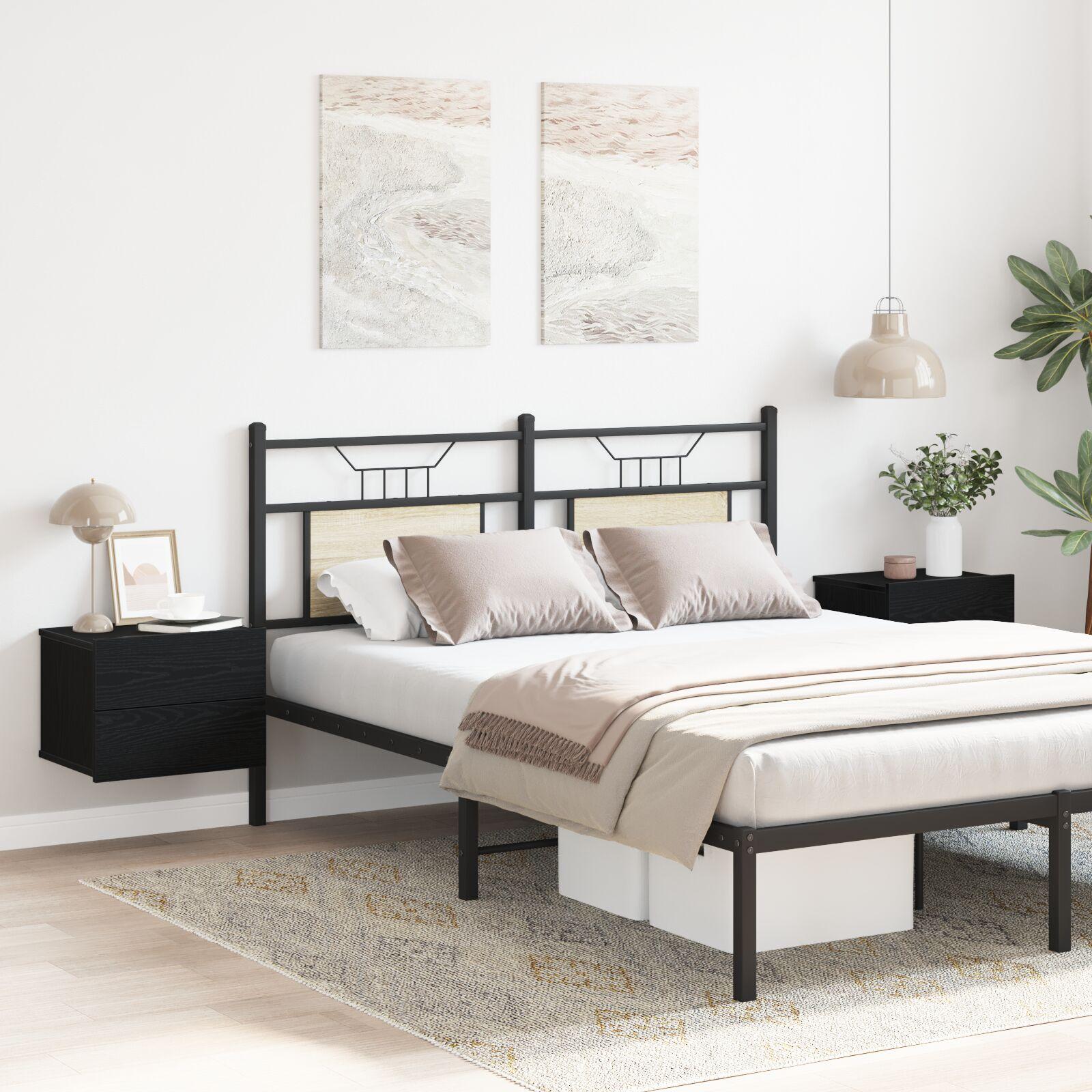 Natborde 2 stk Sort Eg 40x30x30 cm Konstrueret Træ billede