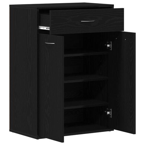 Skoskab i Sort Eg 60x35x84 cm Ingeniørtræ