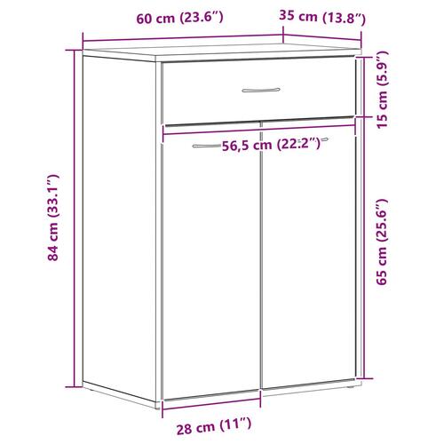 Skoskab i Sort Eg 60x35x84 cm Ingeniørtræ