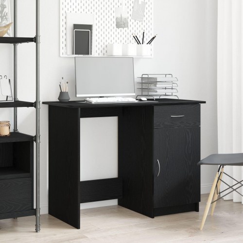 Skrivebord Sort Eg 100x50x76 cm Støbt Træ