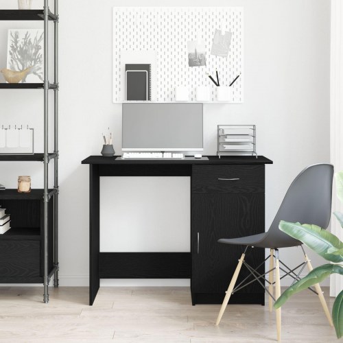 Skrivebord Sort Eg 100x50x76 cm Støbt Træ