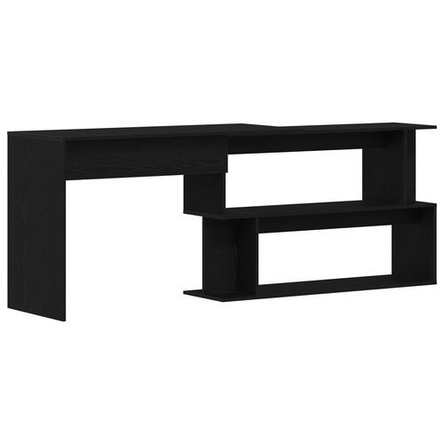Skrivebord Sort Eg 200x50x76 cm Konstrueret Træ