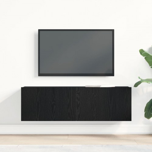 Sort Eg Vægmonteret TV Skab 100x30x30 cm Lavet af Komposittræ