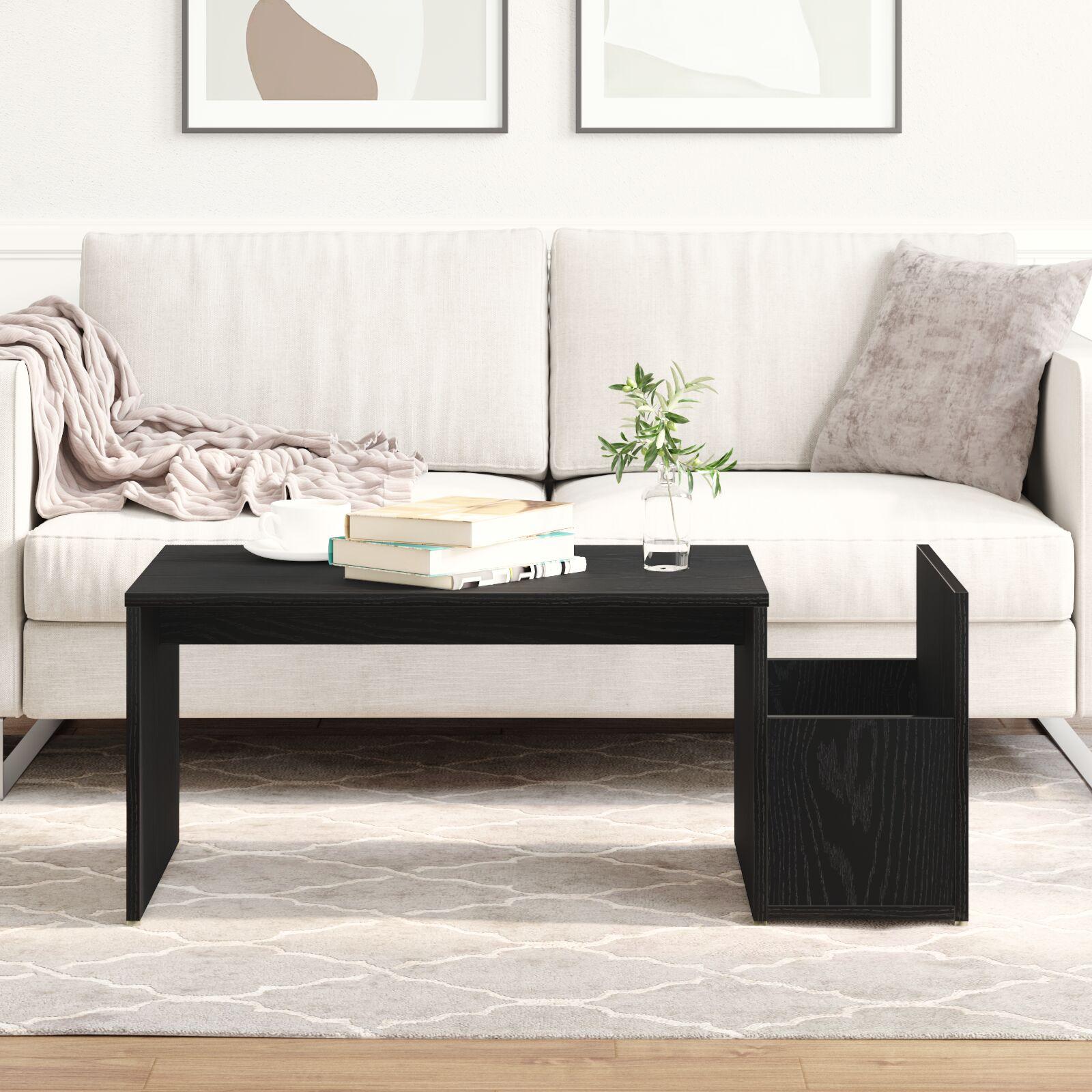 Kaffebord Sort Eg 90x45x35 cm Ingeniørtræ