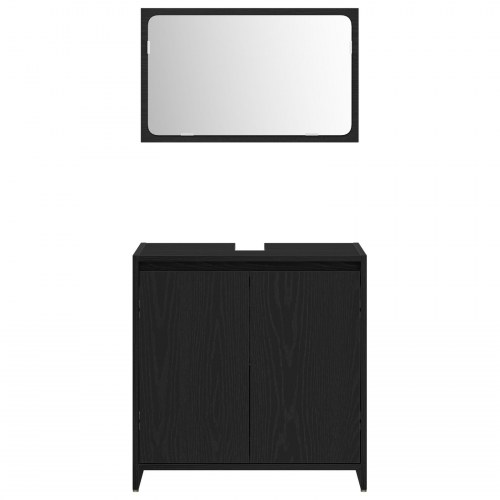 Badeværelsesskab med Spejl Sort Eg 60x33x61 cm Konstrueret Træ