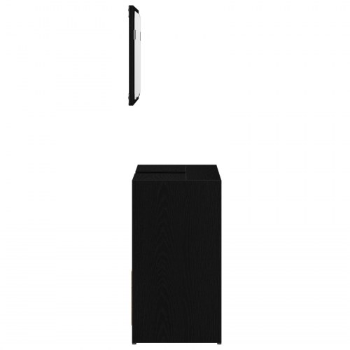 Badeværelsesskab med Spejl Sort Eg 60x33x61 cm Konstrueret Træ
