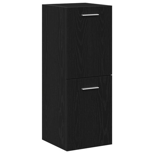 Badeværelsesskab Væg Sort Eg 30x30x80 cm Ingeniørtræ