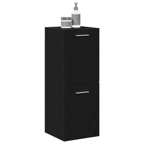 Badeværelsesskab Væg Sort Eg 30x30x80 cm Ingeniørtræ
