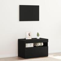 TV Skab med LED Lys - Sort Eg - 60x35x40 cm - Konstrueret Træ