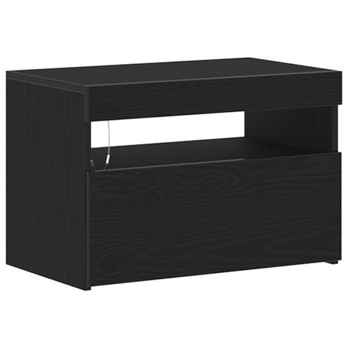 TV Skab med LED Lys - Sort Eg - 60x35x40 cm - Konstrueret Træ