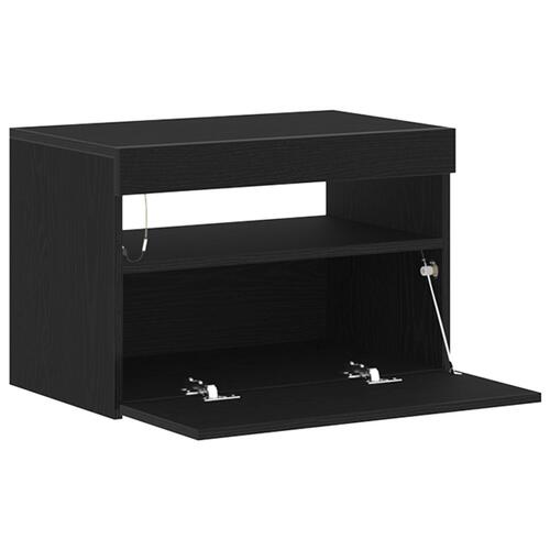 TV Skab med LED Lys - Sort Eg - 60x35x40 cm - Konstrueret Træ