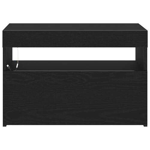 TV Skab med LED Lys - Sort Eg - 60x35x40 cm - Konstrueret Træ