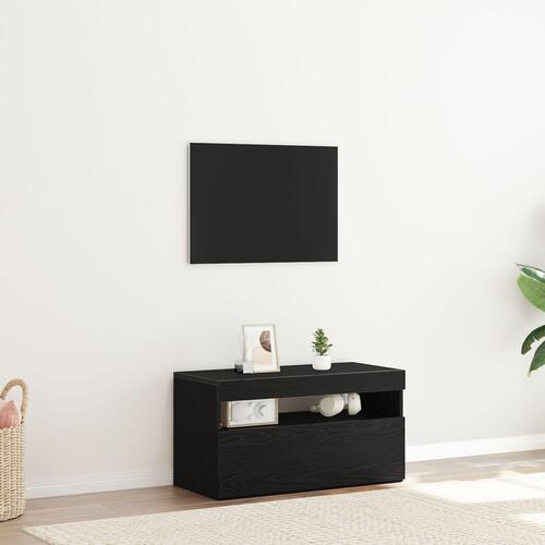 TV-skab med LED lys i sort eg 75x35x40 cm i konstrueret træ