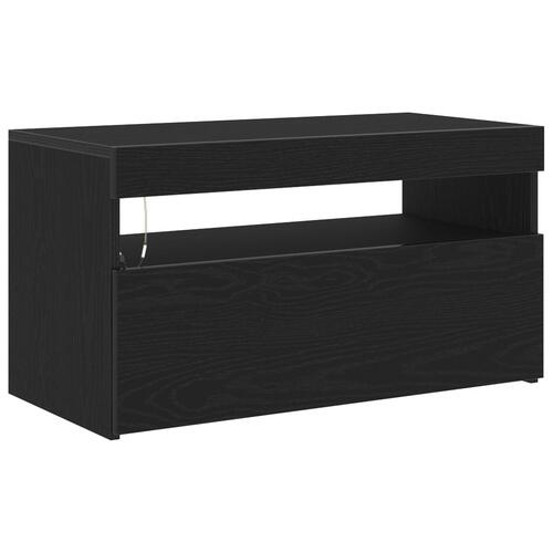 TV-skab med LED lys i sort eg 75x35x40 cm i konstrueret træ