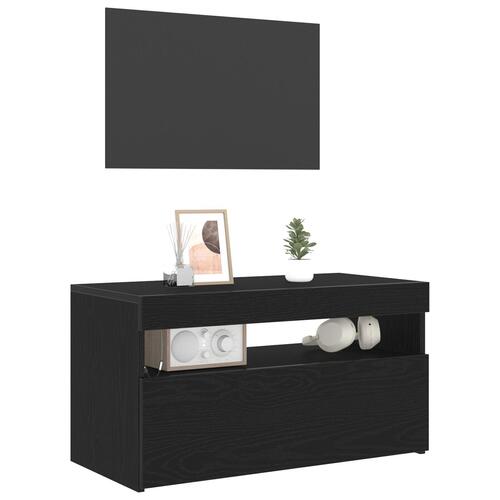 TV-skab med LED lys i sort eg 75x35x40 cm i konstrueret træ