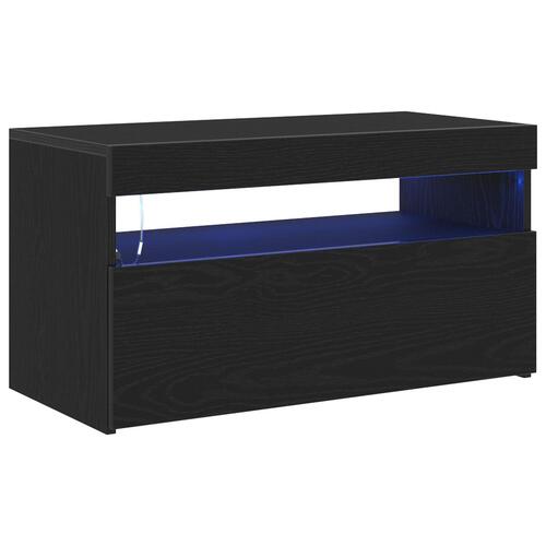 TV-skab med LED lys i sort eg 75x35x40 cm i konstrueret træ