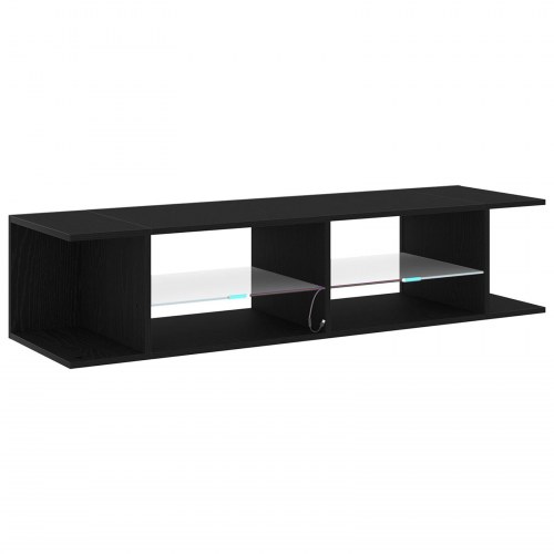 TV Skab med LED Lys i Sort Egetræ - 135x39x30 cm i Konstrueret Træ
