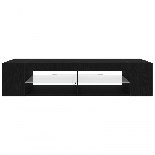 TV Skab med LED Lys i Sort Egetræ - 135x39x30 cm i Konstrueret Træ