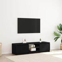 TV Skab med LED Lys - Sort Eg 140x40x35,5 cm - Konstrueret Træ