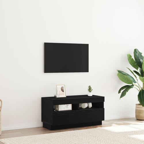 TV-skab med LED-lys - Sort eg 80x35x40 cm - Konstrueret træ