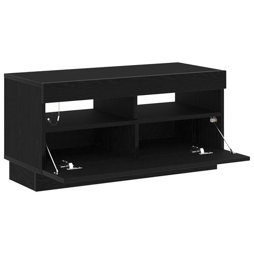 TV-skab med LED-lys - Sort eg 80x35x40 cm - Konstrueret træ
