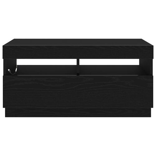 TV-skab med LED-lys - Sort eg 80x35x40 cm - Konstrueret træ
