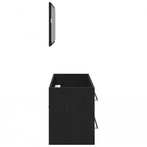 Vaske Cabinet med Spejl Sort Eg 90x45x1,5 cm Konstrueret Træ