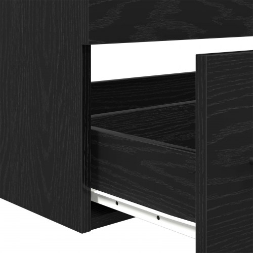 Vaske Cabinet med Spejl Sort Eg 90x45x1,5 cm Konstrueret Træ