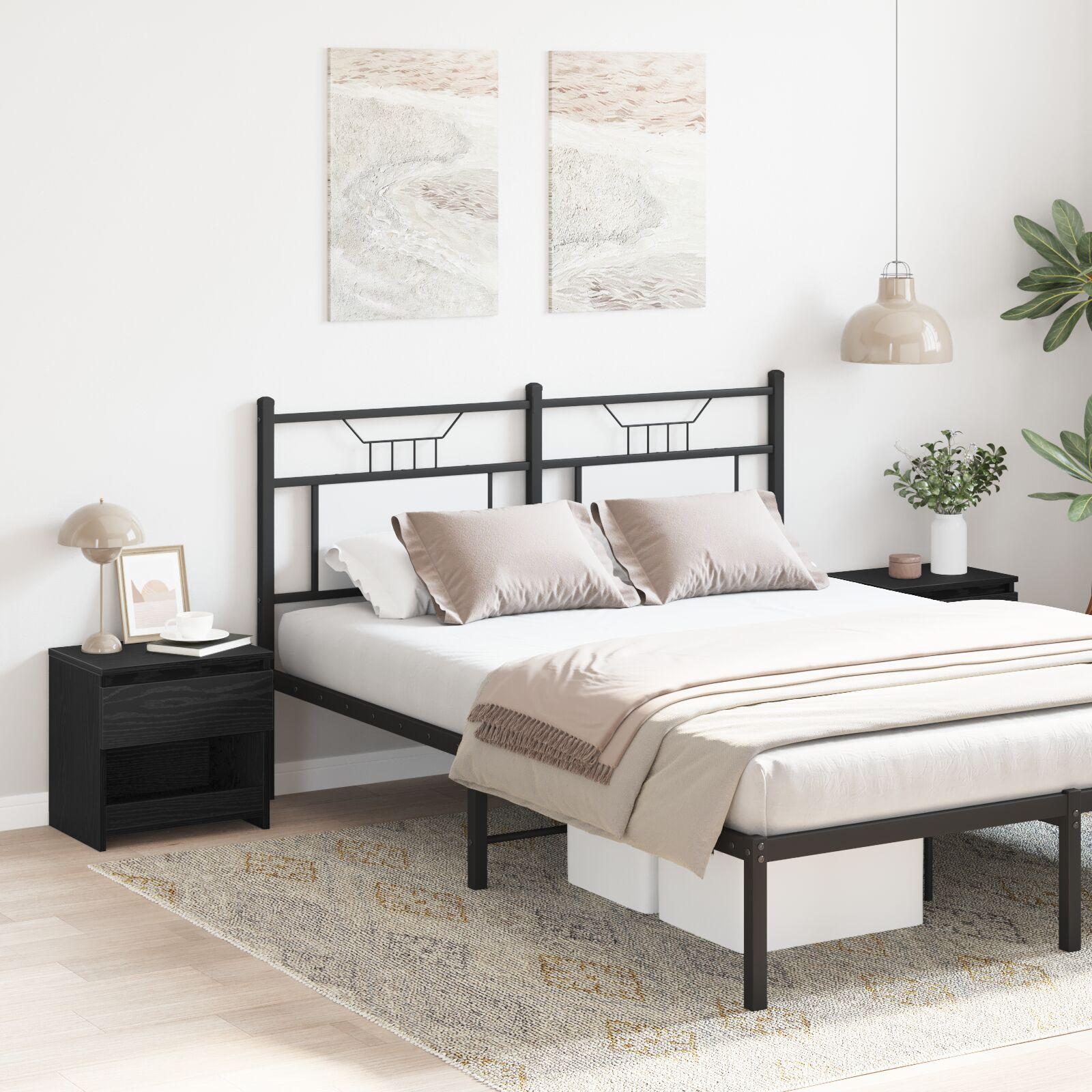 Sengeborde 2 stk Sort Eg 40x30x39 cm Lavet af træ billede