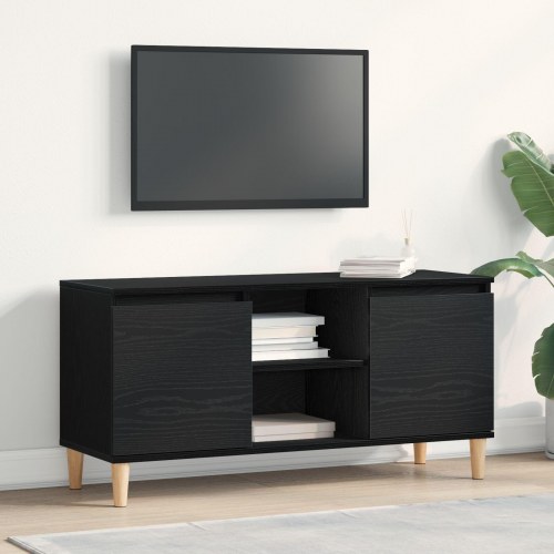 TV Skab med Træben Sort Eg 102x35x50 cm