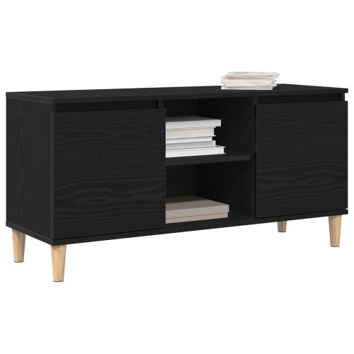 TV Skab med Træben Sort Eg 102x35x50 cm