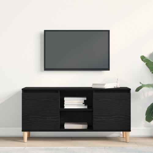 TV Skab med Træben Sort Eg 102x35x50 cm