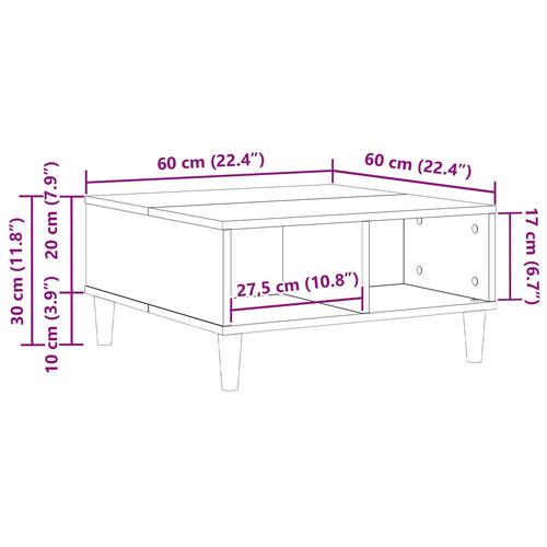 Kaffebord Sort Eg 60x60x30 cm Ingeniørtræ