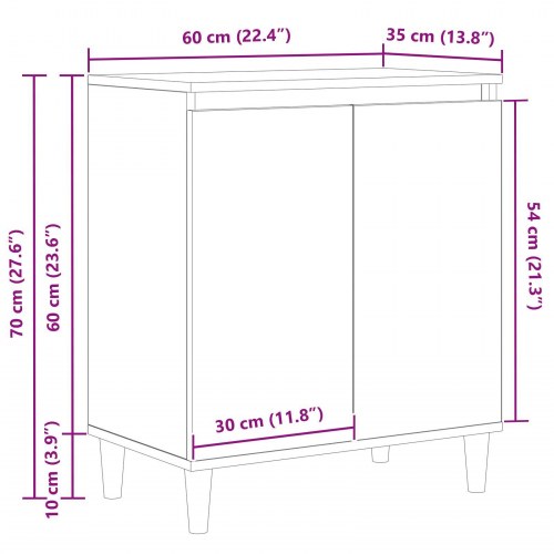 Skab Sort Eg 60x35x70 cm Konstrueret Træ