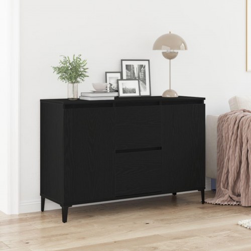 Sideboard Sort Egetræ 104x35x70 cm Tekniktræ