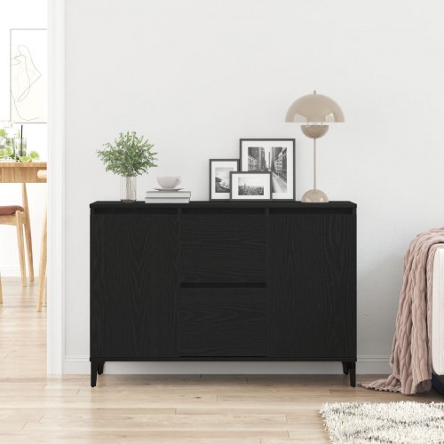 Sideboard Sort Egetræ 104x35x70 cm Tekniktræ