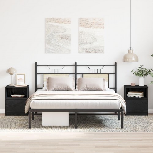 Sengeborde 2 stk Sort Eg 40x40x50 cm Bygget i Træ