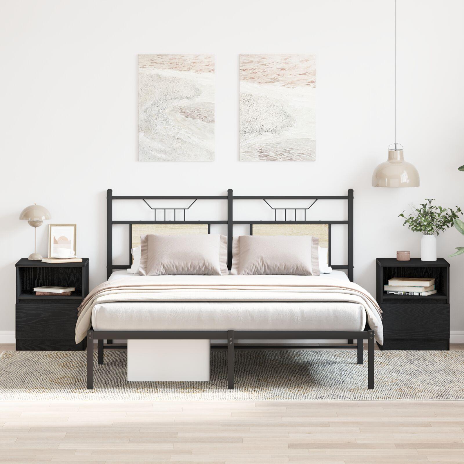 Natskab 2 Dele Sort Eg 40 X 40 X 50 Cm Konstrueret Træ