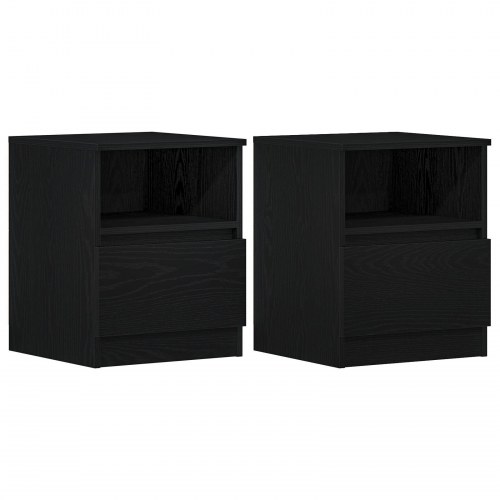 Sengeborde 2 stk Sort Eg 40x40x50 cm Bygget i Træ