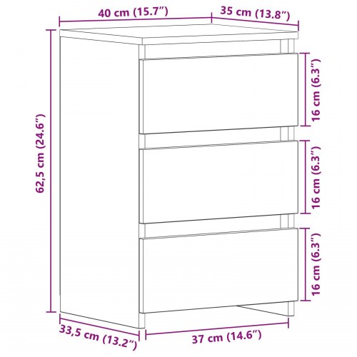Sengestel Sort Eg 40x35x62,5 cm Konstrueret Træ