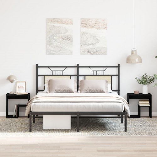 Sengeborde 2 stk Sort Eg 40x30x40 cm