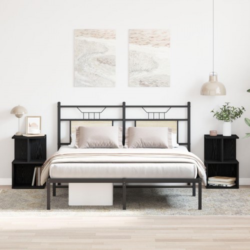 Sengeborde 2 stk Sort Eg 35x35x55 cm Constricted Wood