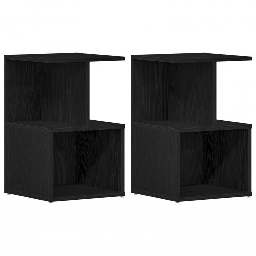 Sengeborde 2 stk Sort Eg 35x35x55 cm Constricted Wood