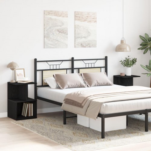 Sengeborde 2 stk Sort Eg 35x35x55 cm Constricted Wood